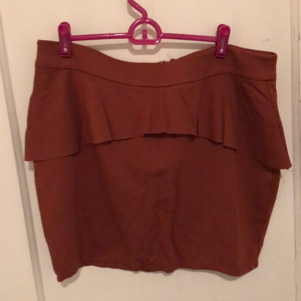 INC rusted orange peplum mini skirt
